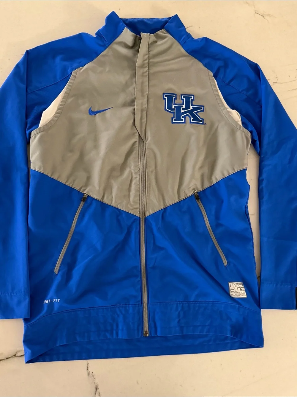 Kentucky Wildcats Nike Dri-Fit Hyper Elite Full Zip Jacket Mens Medium Blue Gray
